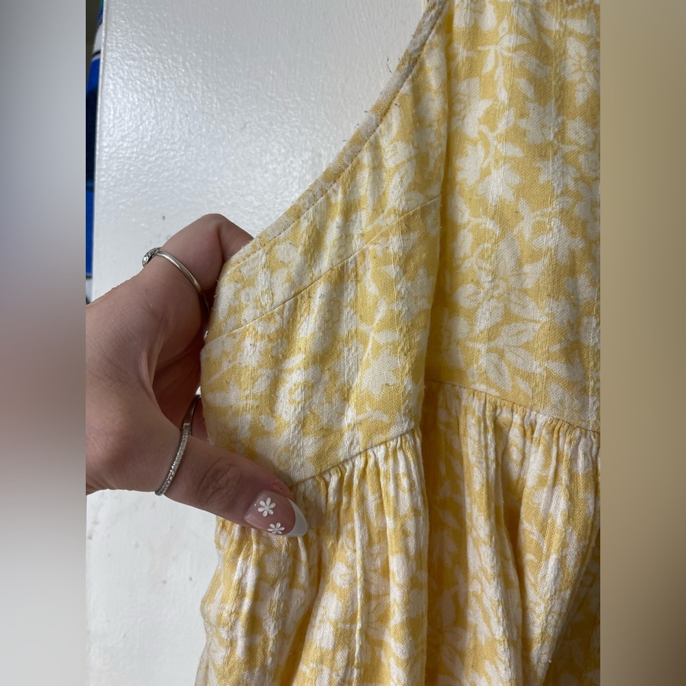 American Eagle Outfitters Tie Yellow Floral Mini Dress - Picture 3 of 5